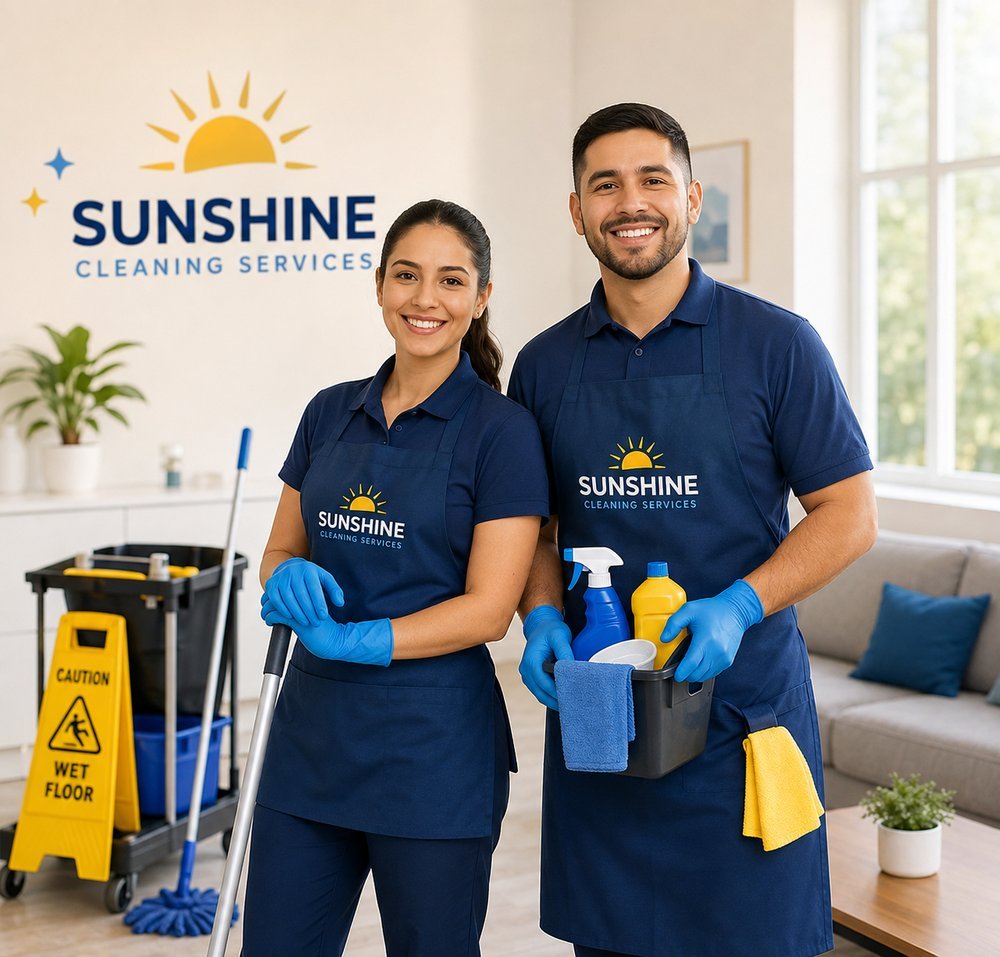 Sunshine Cleaning Services team with logo